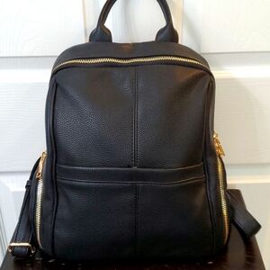 Black Vegan Leather Woman's Backpack Purse